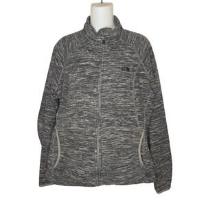 The North Face Women's Large Agave Full Zip Fleece Jacket Grey Heather Space Dye